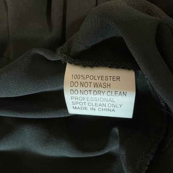 Mac Duggal Black Chiffon Cocktail Dress Size 6 Sleeveless V-Neck Midi A-Line - Picture 10 of 13